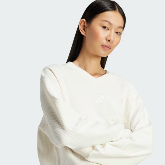 Adidas Women’s XL Ribbed V-neck Cropped Sweatshirt – White | New Without Tags - Picture 14 of 15